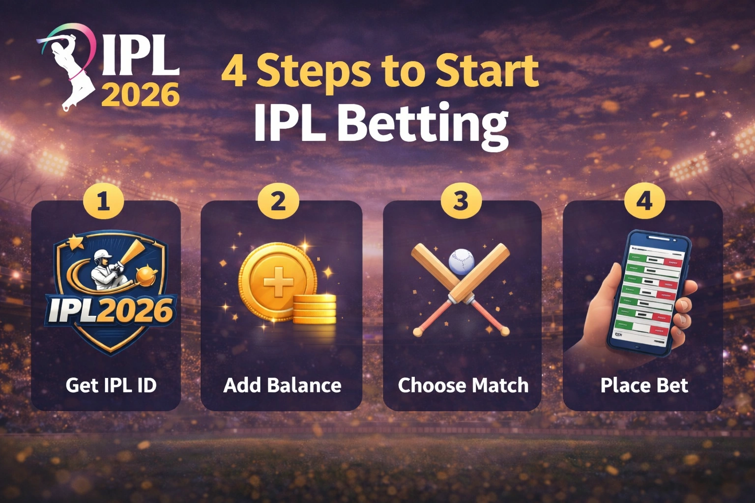 4 steps to start IPL betting guide with IPL2026 logo