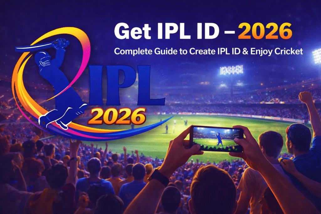 Get IPL ID 2026 – IPL logo with cricket fans watching live match online