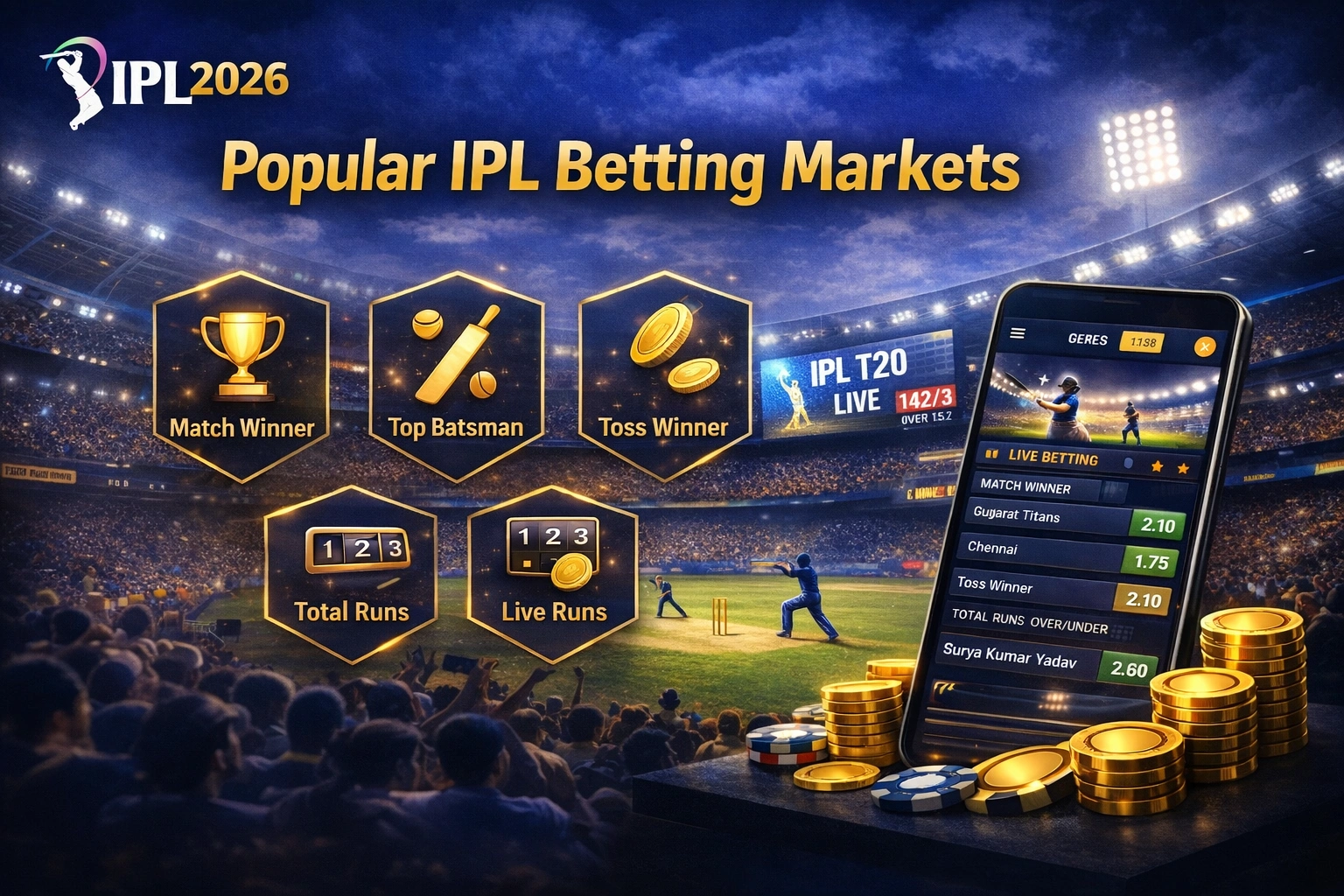 Popular IPL betting markets IPL2026 cricket betting
