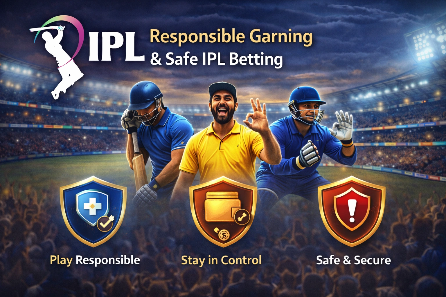 Responsible gaming and safe IPL betting banner with IPL2026 logo